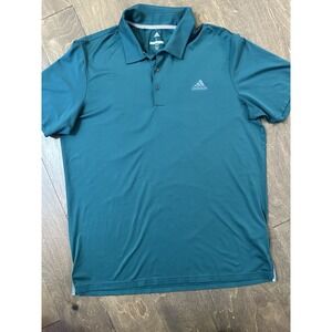 Adidas GREEN Polo Shirt Mens L Golf Performance Athletic Top